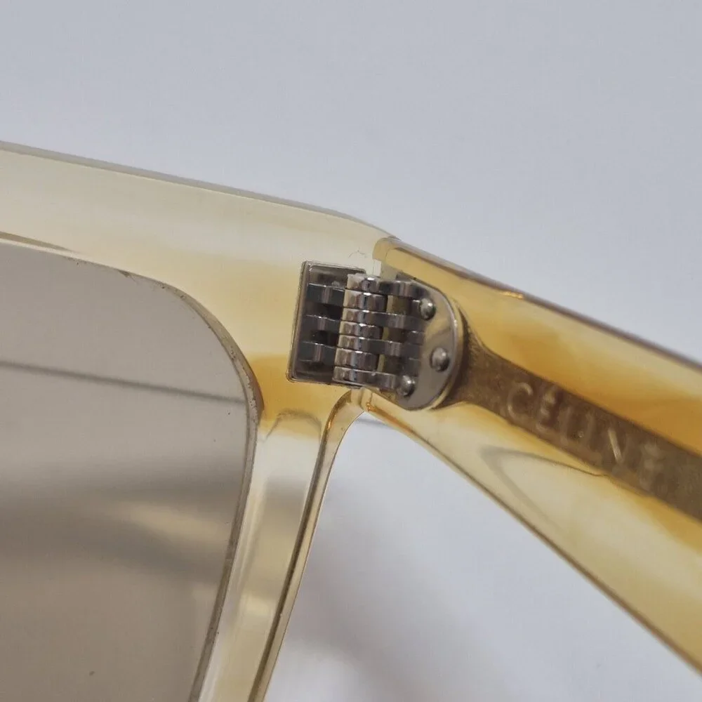 Celine Yellow  Clear Tortoiseshell Square Tinted Sunglasses Made In Italy - Picture 11 of 15